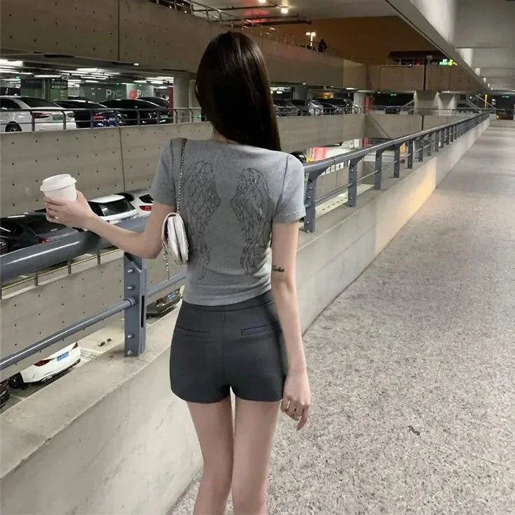 White Gray Winged Gem B Women's Tee-Kawaii Dream