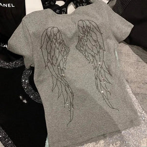 White Gray Winged Gem B Women's Tee-Kawaii Dream