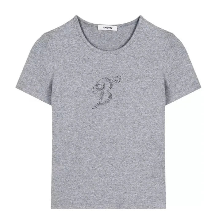 White Gray Winged Gem B Women's Tee-Kawaii Dream
