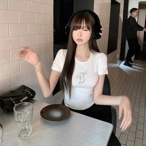 White Gray Winged Gem B Women's Tee-Kawaii Dream