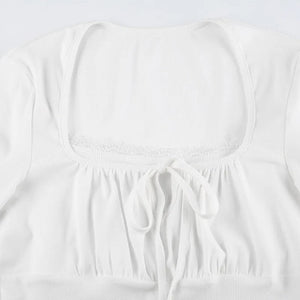 White Harajuku Laced Women's Long Sleeve Top-Kawaii Dream