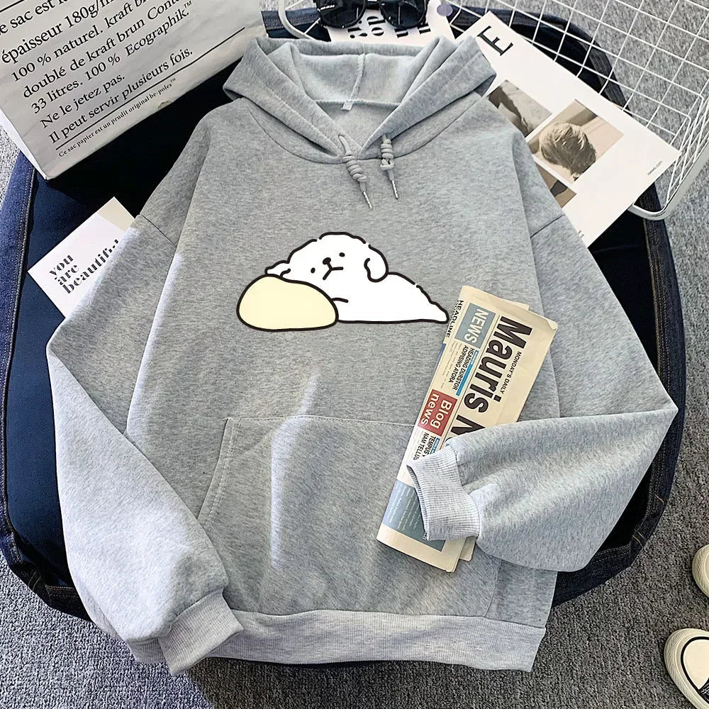White Mochi Luckie the Dog Unisex Hoodie-Kawaii Dream