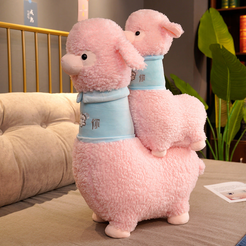 White Pink Fluffy Alpaca Plushie-Kawaii Dream