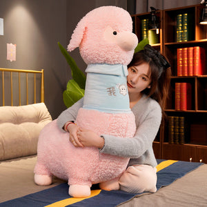 White Pink Fluffy Alpaca Plushie-Kawaii Dream
