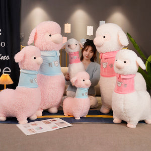 White Pink Fluffy Alpaca Plushie-Kawaii Dream