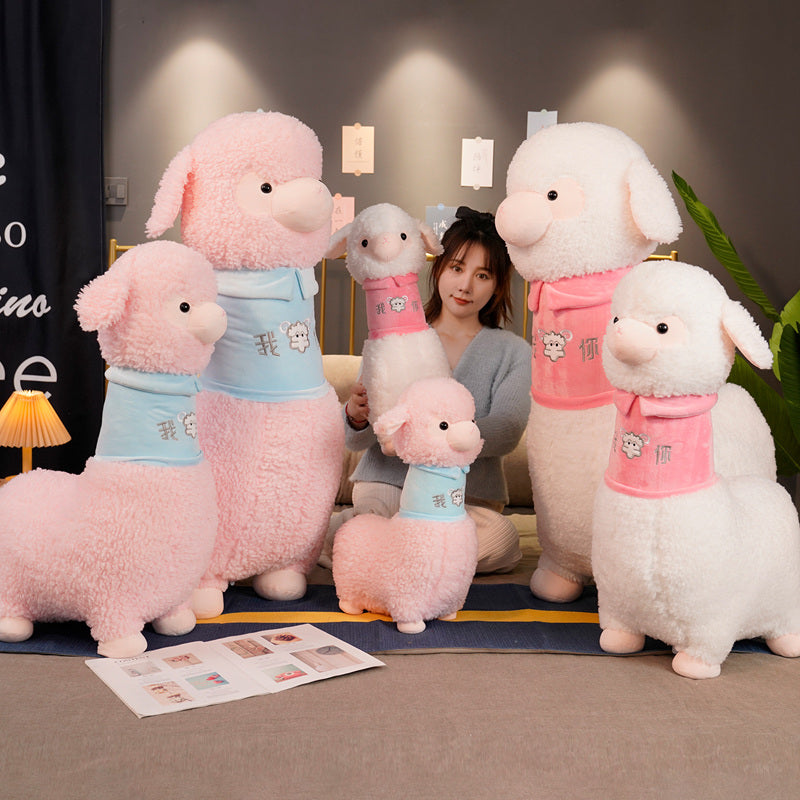 White Pink Fluffy Alpaca Plushie-Kawaii Dream