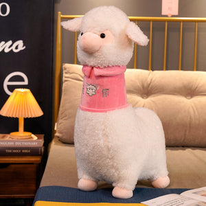 White Pink Fluffy Alpaca Plushie-Kawaii Dream