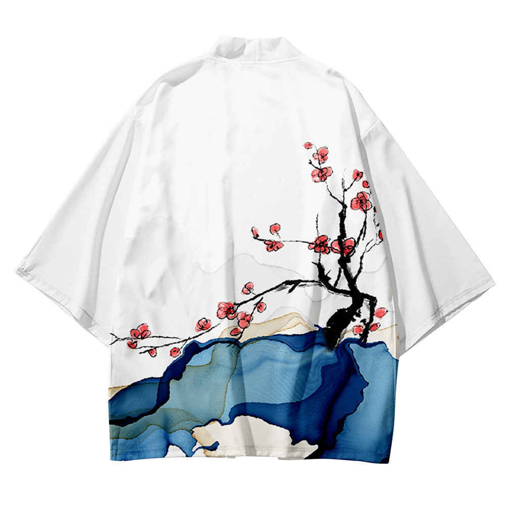 White Sakura Lake Japanese Women Kimono Robe Cardigan-Kawaii Dream