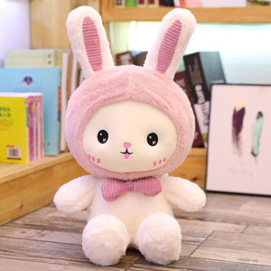 White Teddy with Bunny Bear Dinosaur Hat Plushie-Kawaii Dream