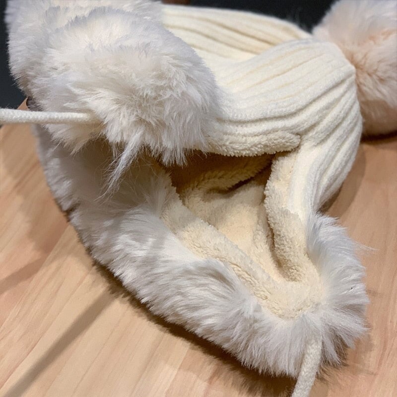 Winter Faux Fur Reindeer Beanie Hat-Kawaii Dream