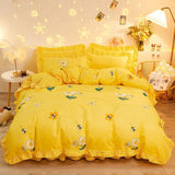 Yellow Floral Bedding Set Collection with Bed Sheet-Kawaii Dream