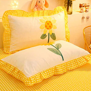 Yellow Floral Bedding Set Collection with Bed Sheet-Kawaii Dream