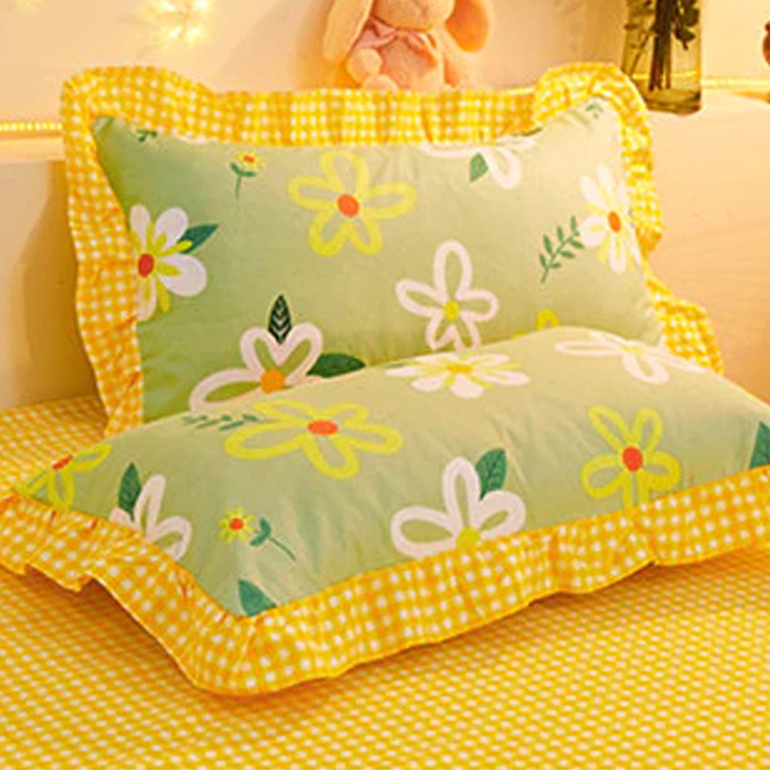 Yellow Floral Bedding Set Collection with Bed Sheet-Kawaii Dream