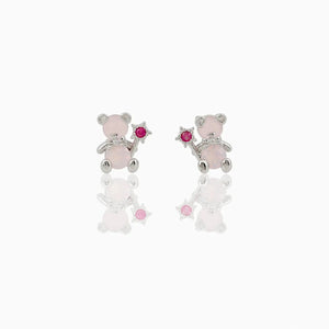 Zircon Light Pink Round Gold-plated Earring-Kawaii Dream