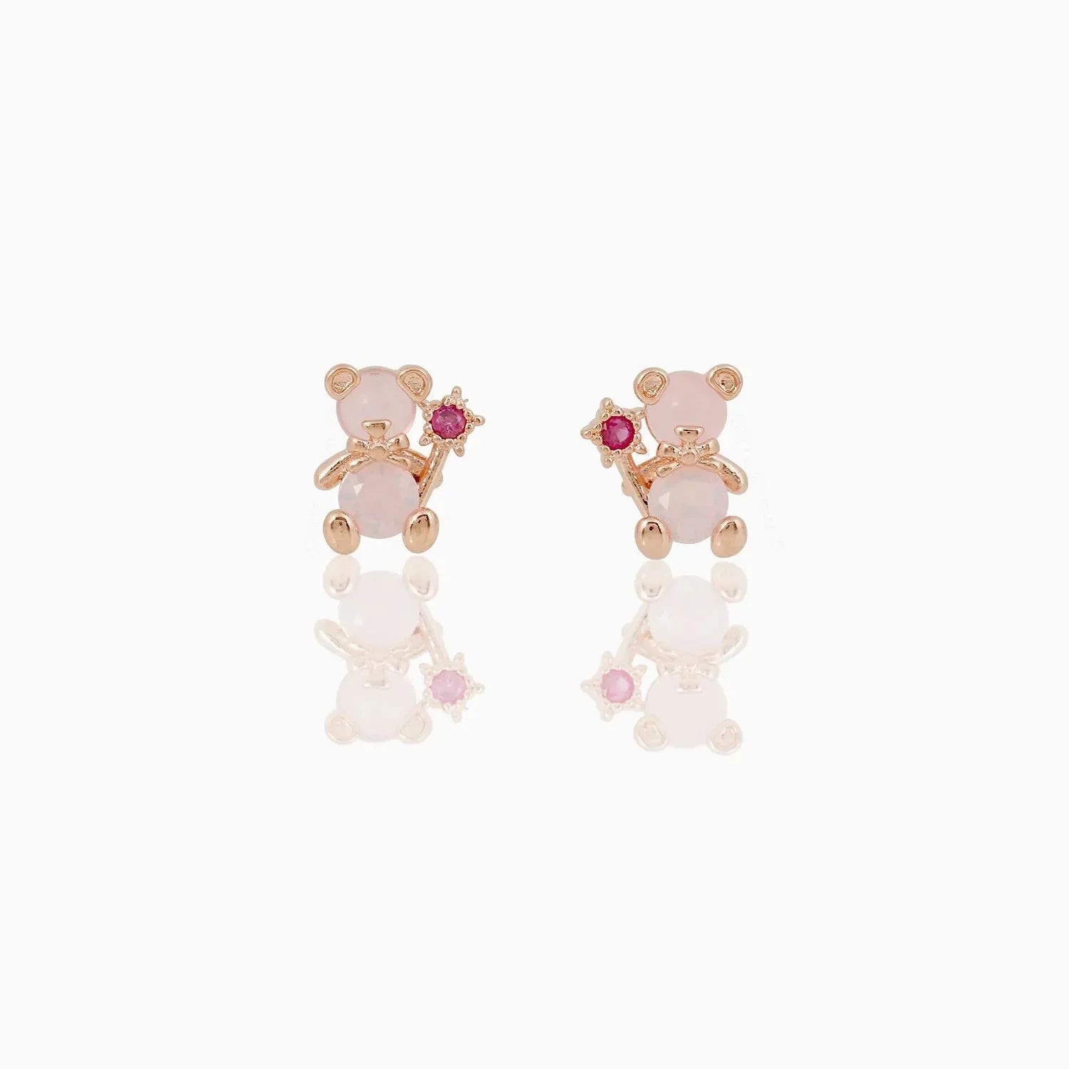 Zircon Light Pink Round Gold-plated Earring-Kawaii Dream