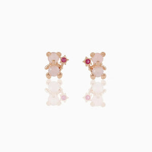 Zircon Light Pink Round Gold-plated Earring-Kawaii Dream