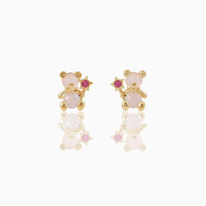 Zircon Light Pink Round Gold-plated Earring-Kawaii Dream