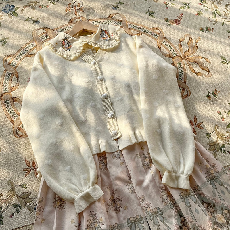 Creamy Heart Knit Cardigan