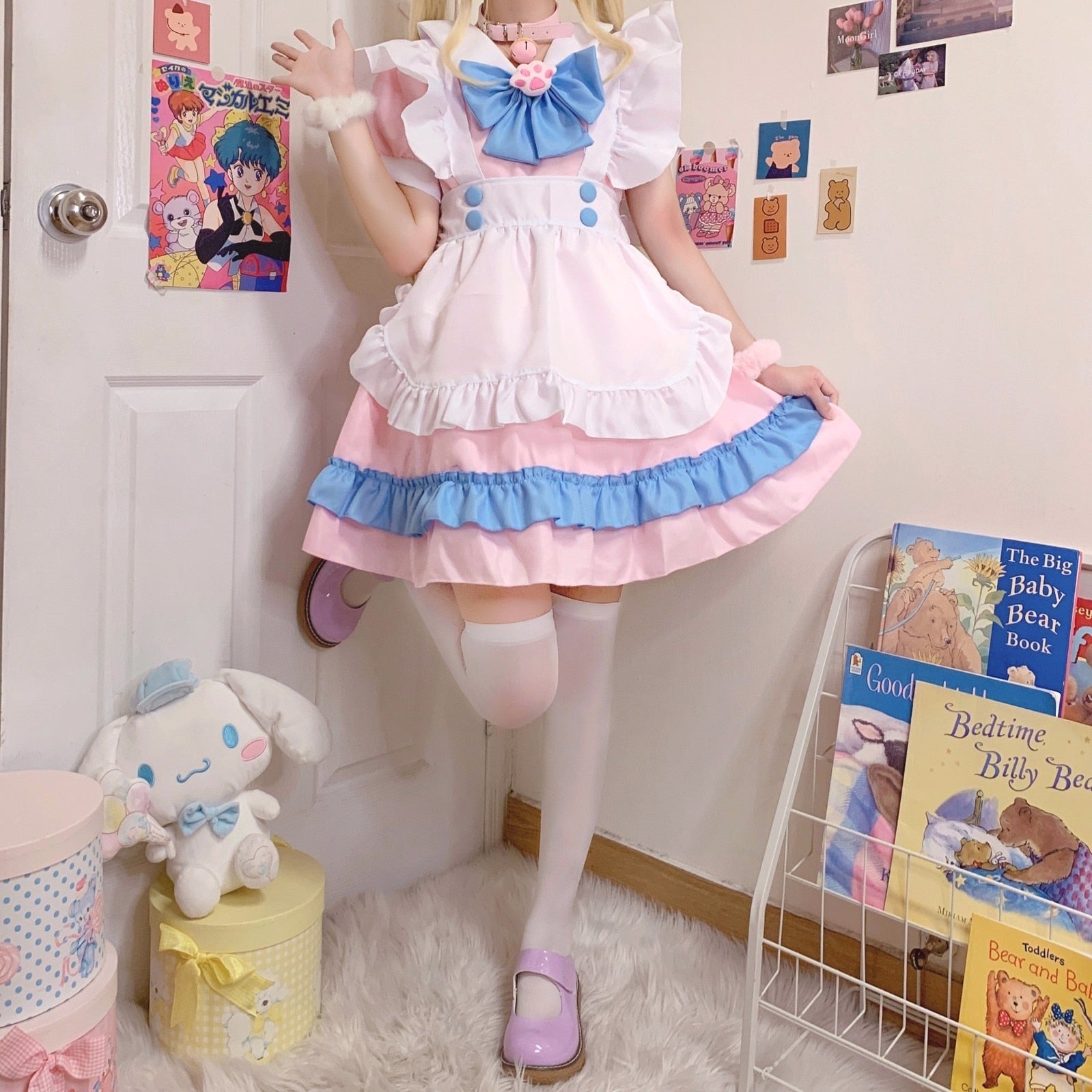 blue maid dress Puppy Maid Dress Pink/Blue / XL